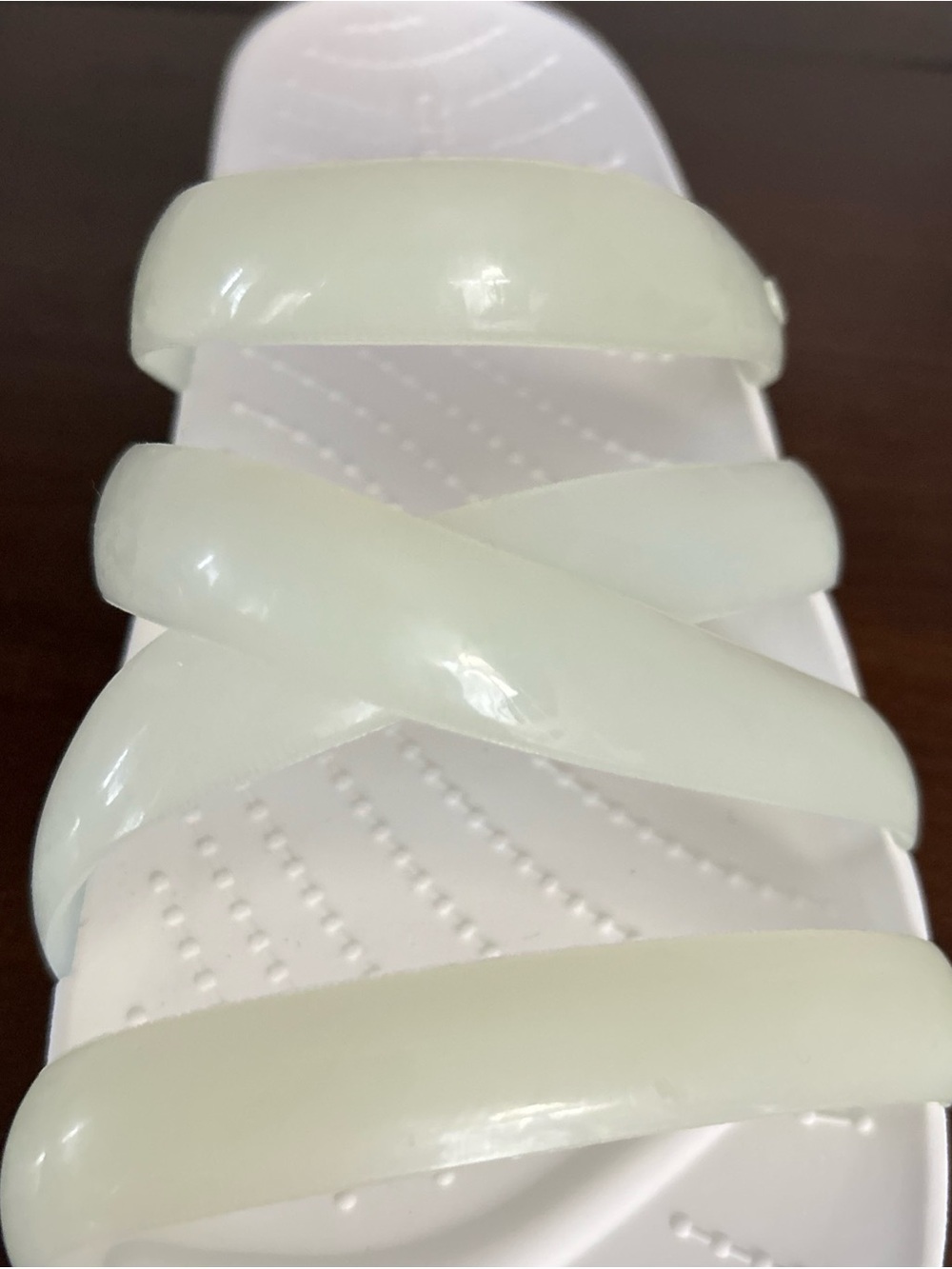 CROCS Iconic White Slides with Translucent Straps - Picture 3 of 4